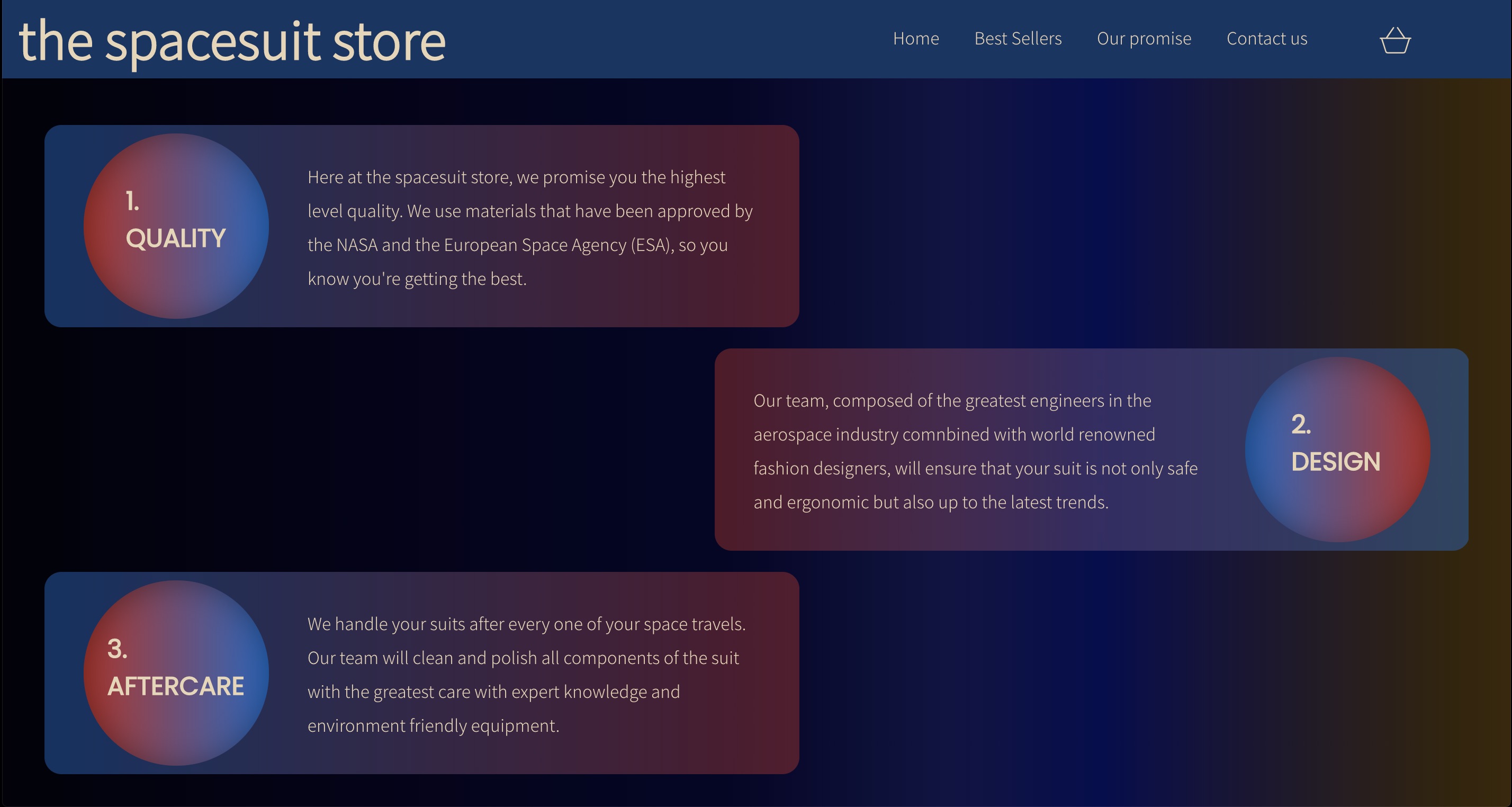 Screenshot of the main page of the project